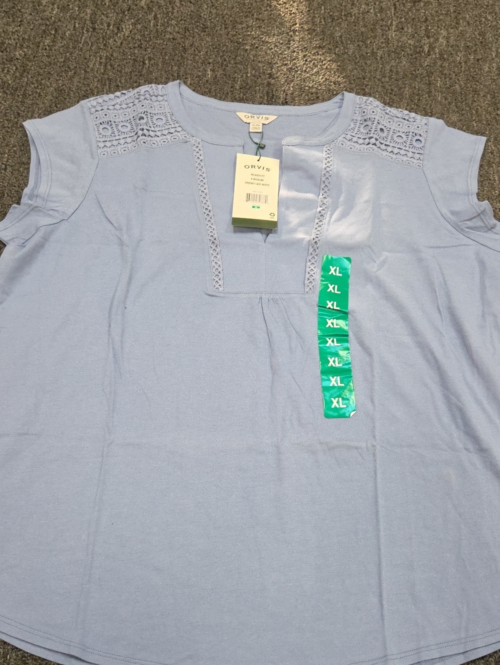 (#4) Orvis Light Blue Crochet Shoulder Tee